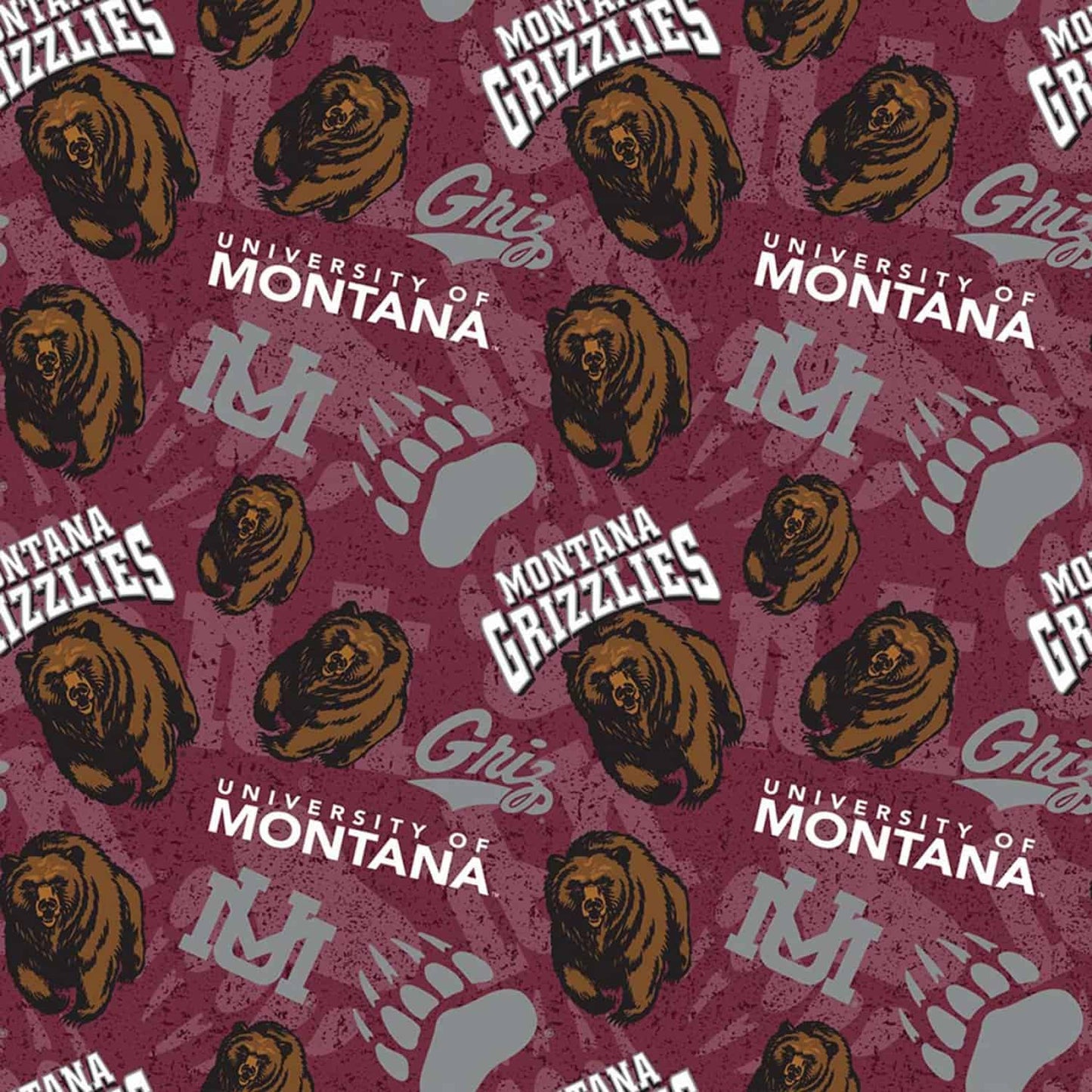 Montana Grizzlies NCAA College Tone on Tone Sykel Cotton Fabric MONT-1178