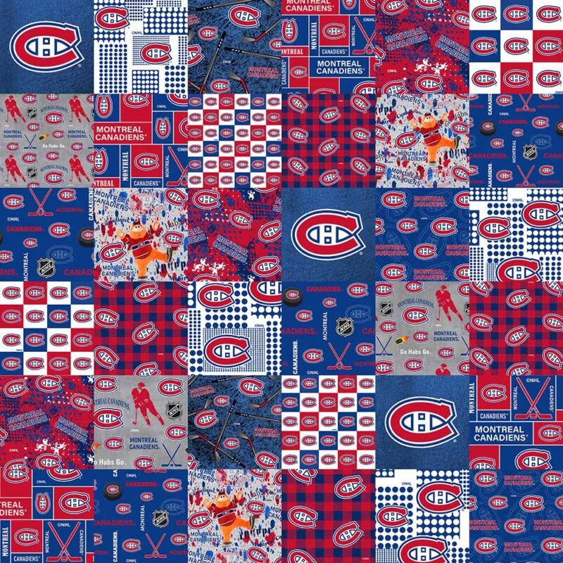 Montreal Canadiens NHL Hockey Cheater Quilt Patchwork Sykel Enterprises Cotton Fabric NHL-1363-CAN