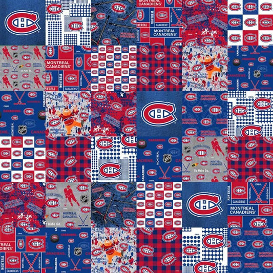 Montreal Canadiens NHL Hockey Cheater Quilt Patchwork Sykel Enterprises Cotton Fabric NHL-1363-CAN