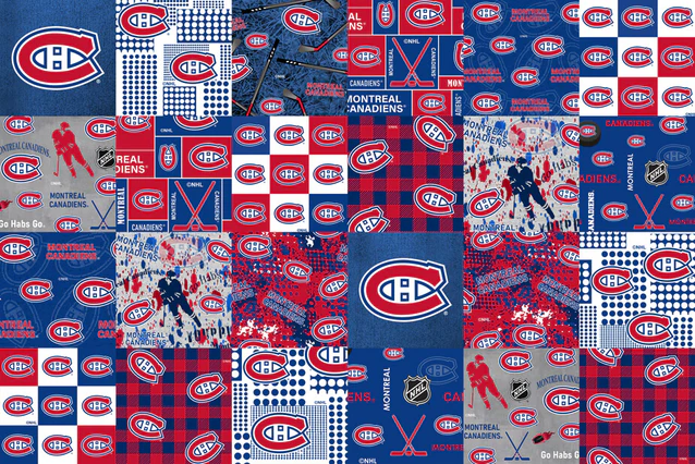 Montreal Canadiens NHL Hockey Cheater Quilt Sykel Enterprises Cotton Flannel Fabric NHL-1382-CAN