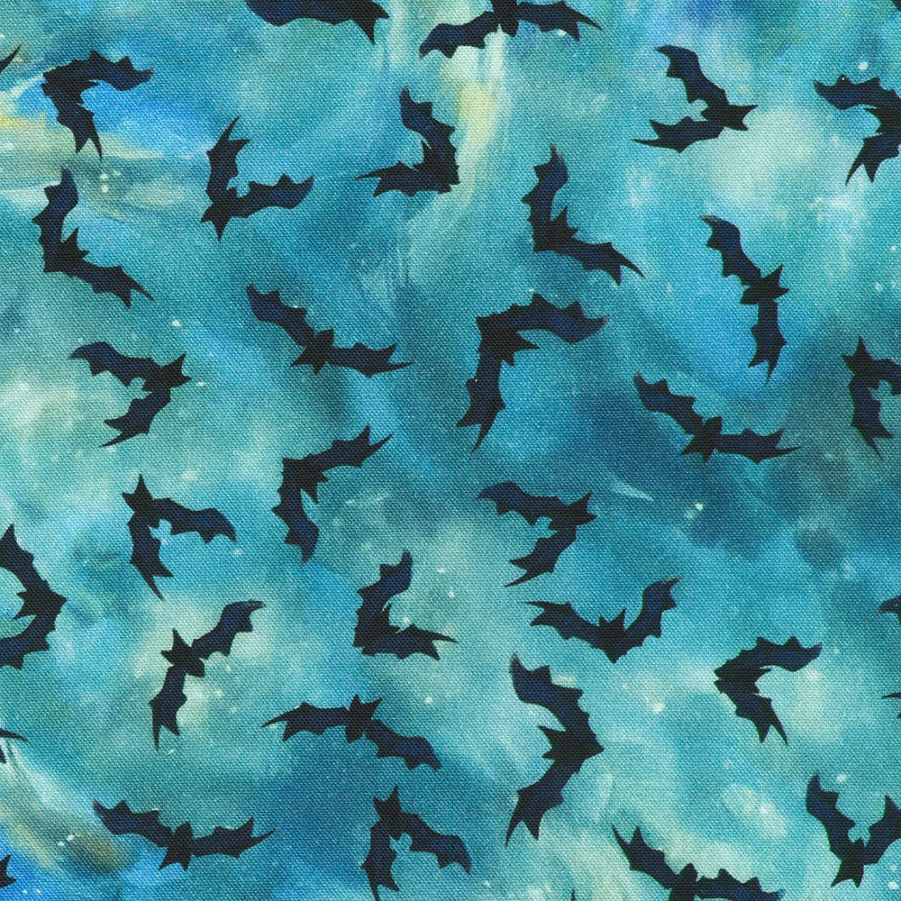Moon Spell Bats Evening Blue Claudia McKinney Robert Kaufman Cotton Fabric RK-APYD-23693-80