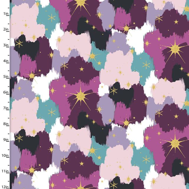 Moonlight Color Patch Metallic Multi Jennifer Ellory 3 Wishes Cotton Fabric