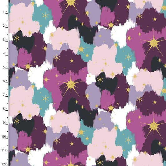 Moonlight Color Patch Metallic Multi Jennifer Ellory 3 Wishes Cotton Fabric