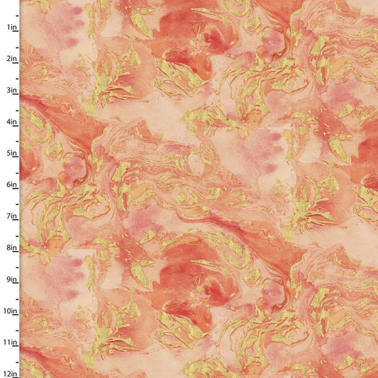 Moonlight Etherial Metallic Melon Jennifer Ellory 3 Wishes Cotton Fabric