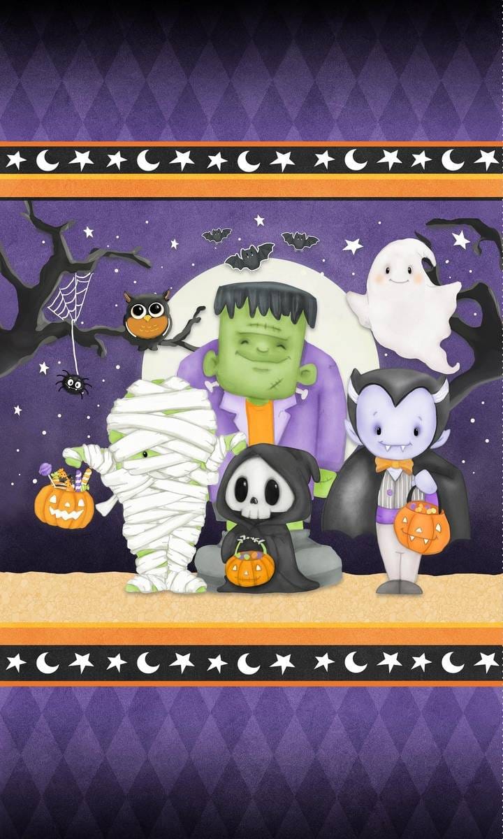 Moonlight Mischief Glow Monster Panel Glow 24" Multi Shelly Comiskey Henry Glass Cotton Fabric HG-2564PG-59 | US Fabric Shop