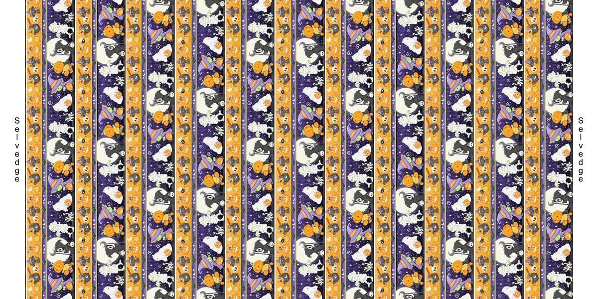 Moonlight Mischief Glow Novelty Border Stripe Multi Shelly Comiskey Henry Glass Cotton Fabric HG-2556G-53 | US Fabric Shop