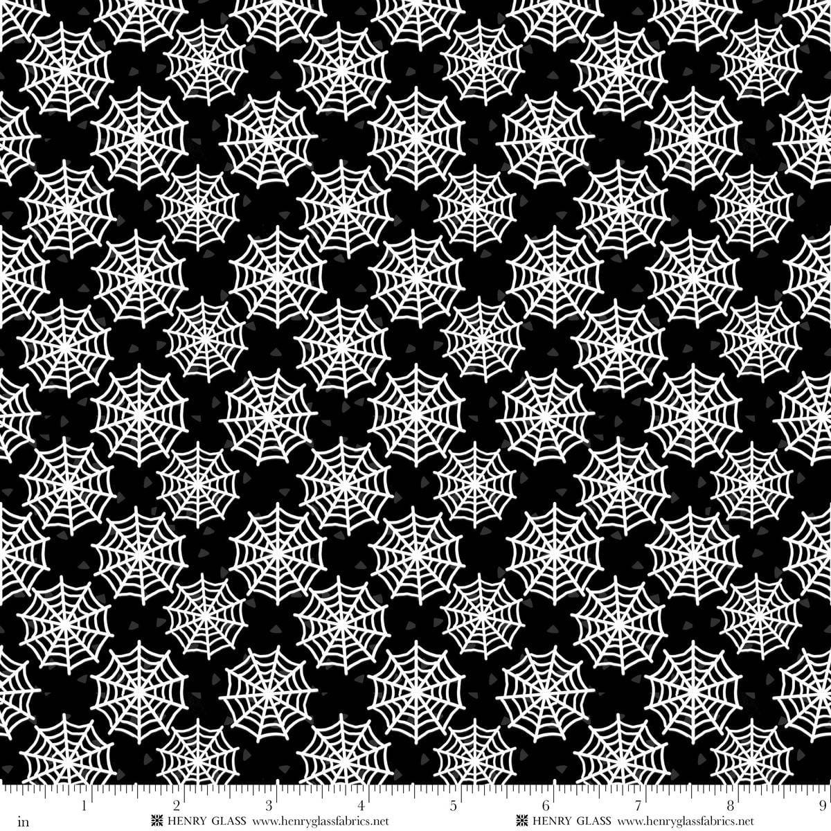 Moonlight Mischief Glow Spider Web Glow Black Shelly Comiskey Henry Glass Cotton Fabric HG-2559G-99 | US Fabric Shop