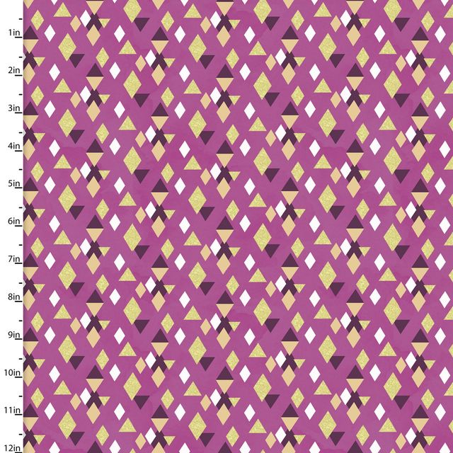 Moonlight Triangles Metallic Purple Jennifer Ellory 3 Wishes Cotton Fabric