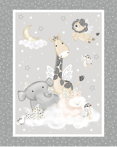 Moonlit Dreams Animal Group Panel 43"x60" Gray Victoria Hutto Studio E Polyester MINKY Fabric