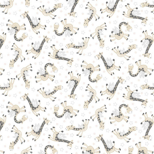 Moonlit Dreams Tossed Giraffes Charcoal White Victoria Hutto Studio E Cotton Fabric SE-8026-09