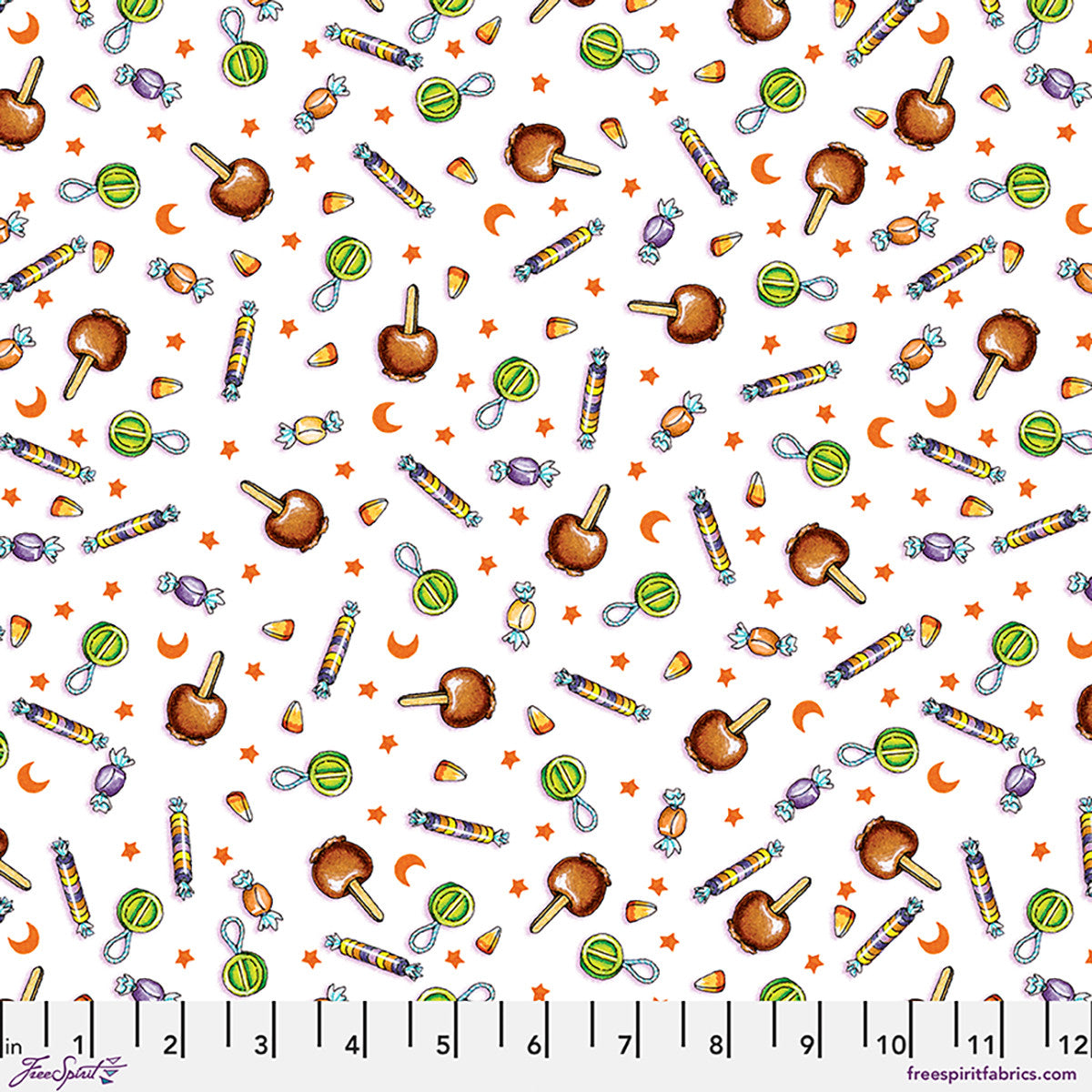 Moonlit Mischief Halloween Sweets White Mary Engelbreit Free Spirit Cotton Fabric FS-PWMY047.WHITE