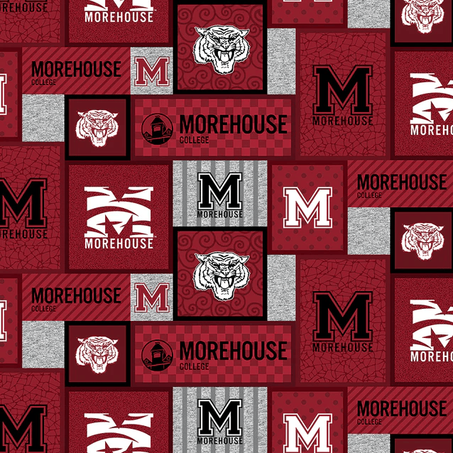 Morehouse Maroon Tigers NCAA College Patch Sykel Enterprises Polyester FLEECE Fabric MHC-1177 | US Fabric Shop