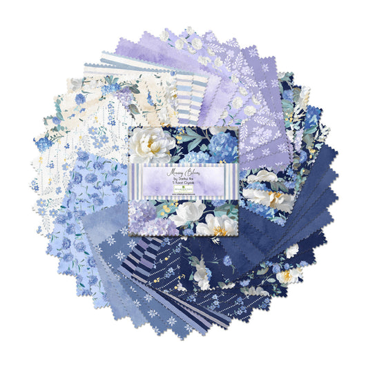 Morning Blooms 5" Squares Karat Crystals Danhui Nai Wilmington Prints Cotton Fabric