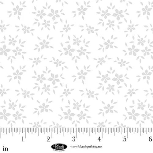 Morning Mist IX Flowers White on White Blank Quilting Cotton Fabric BQ-4318-01W