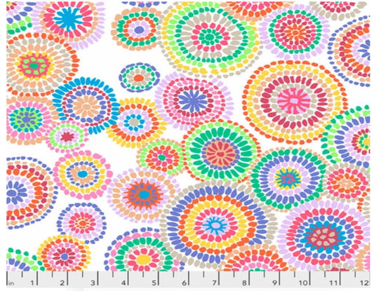 Mosaic Circles White Stash Kaffe Fassett Collective Free Spirit Cotton Fabric FS PWGP176.WHITE
