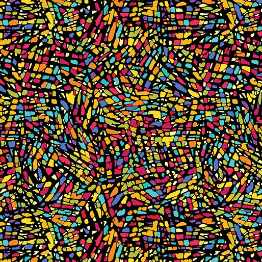 Mosaic 108" wide back Stained Glass Multi Benartex Cotton Fabric BE-3316W-99