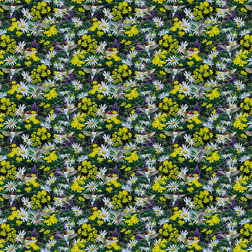 Mountain Sunrise Hummingbird Floral Multi Abraham Hunter 3 Wishes Cotton Fabric 3W-20175-Multi