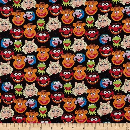 Muppets cast black Camelot Cotton Fabric