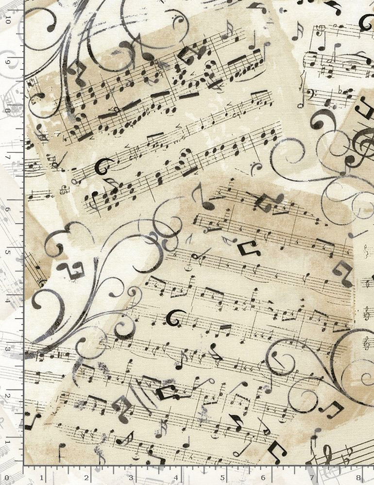 Music Sheets Natural Cream Timeless Treasures Cotton Fabric TT-C4830-NATURAL