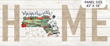 Massachusetts My Home State Panel 18" Northcott Cotton Fabric