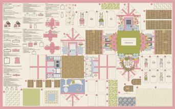 My Secret Garden Bunny Cottage Panel 36"x60" Stacy Iest Hsu Moda Cotton Fabric MD-20989-11