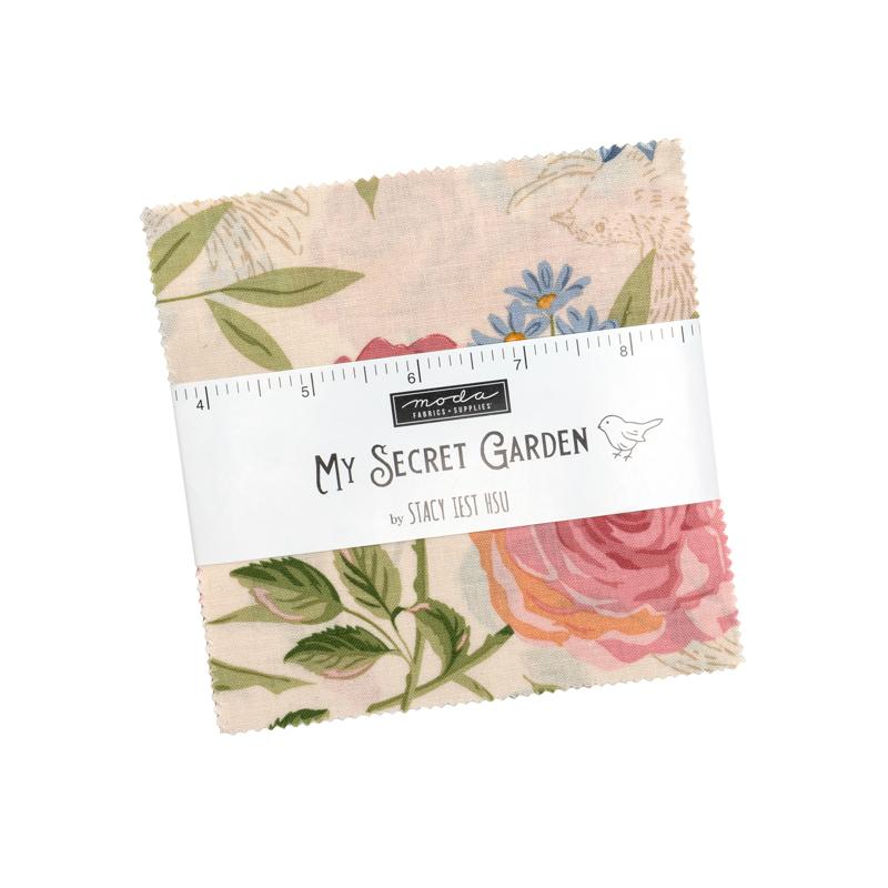 My Secret Garden 5" Squares Charm Pack 42 pcs Stacy lest Hsu Moda Cotton Fabric MD-20980PP