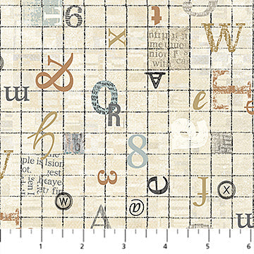My Type Grid Cream Multi Nina Djuric Northcott Studio Cotton Fabric NC-27708-11