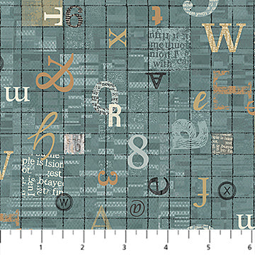 My Type Grid Dark Teal Multi Nina Djuric Northcott Studio Cotton Fabric NC-27708-68