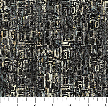 My Type Letter Matrix Charcoal Multi Nina Djuric Northcott Studio Cotton Fabric NC-27712-98