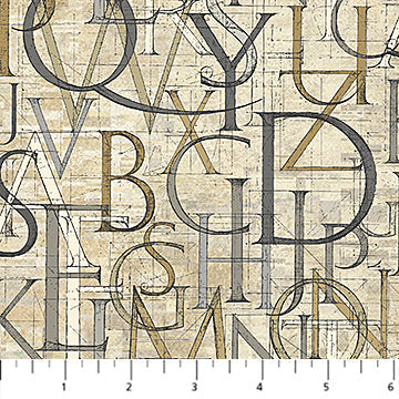 My Type Roman Letters Cream Multi Nina Djuric Northcott Studio Cotton Fabric NC-27706-12