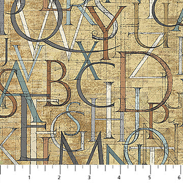 My Type Roman Letters Ochre Multi Nina Djuric Northcott Studio Cotton Fabric NC-27706-14