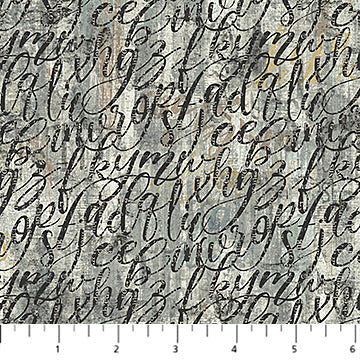 My Type Script Gray Multi Nina Djuric Northcott Studio Cotton Fabric NC-27710-95