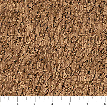 My Type Script Rust Brown Nina Djuric Northcott Studio Cotton Fabric NC-27709-37