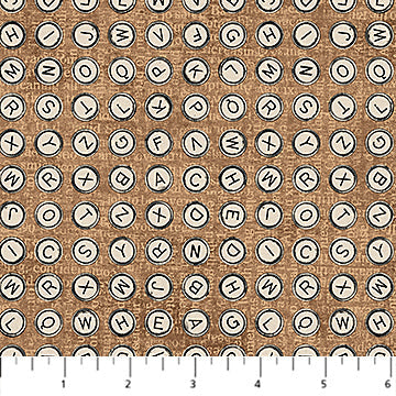 My Type Typewriter Key Rust Brown Nina Djuric Northcott Studio Cotton Fabric NC-27711-34