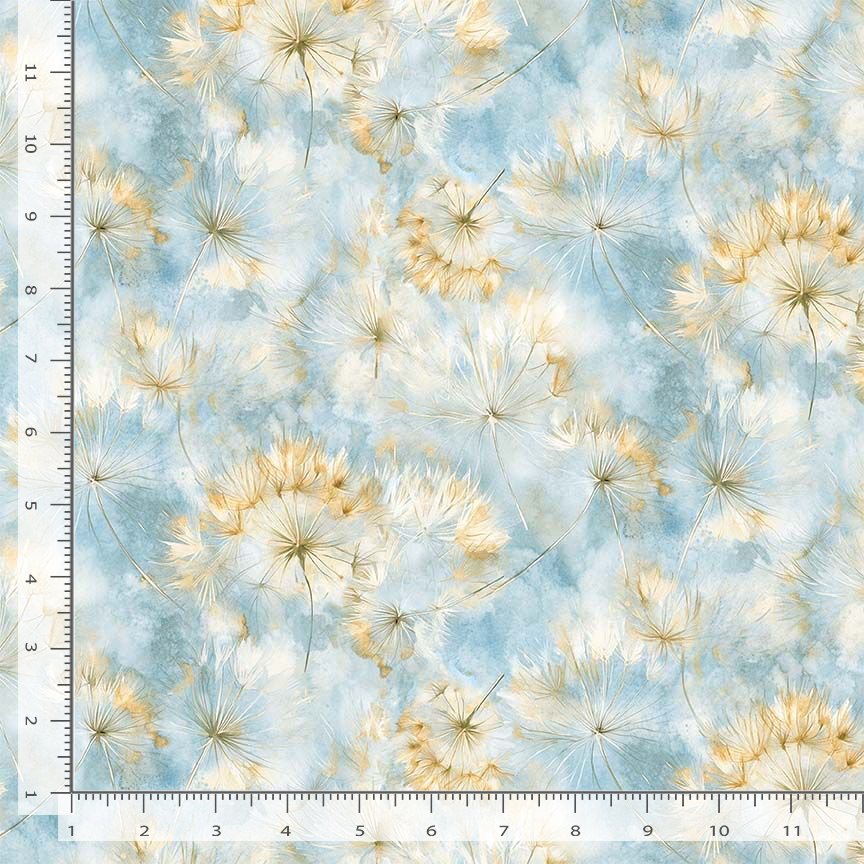 Mystic Meadow Day Light Dandelion Sky Timeless Treasures Cotton Fabric TT-FLEUR-CD4217-SKY