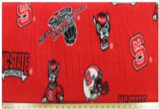 North Carolina State Wolfpack NCAA College NCSU allover 58" Sykel FLEECE fabric NCSU-035