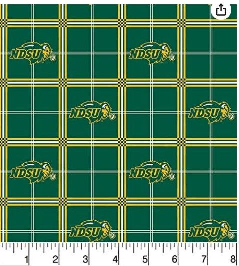 North Dakota State Bisons NCAA College Plaid FLANNEL Sykel Cotton Fabric NDS-023