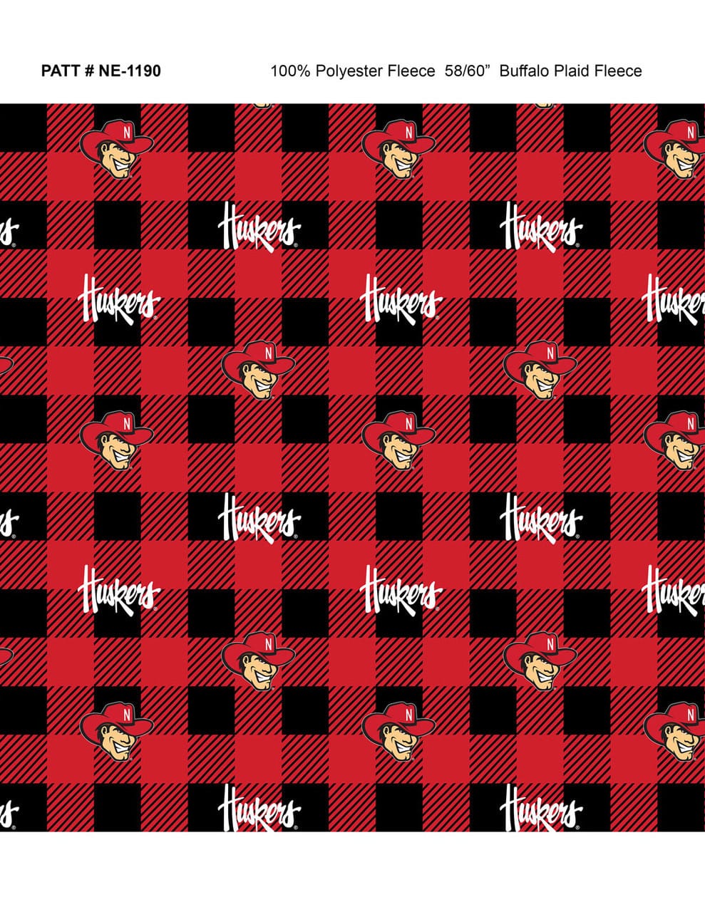 Nebraska Cornhuskers NCAA College Buffalo Plaid Sykel Enterprises Polyester FLEECE Fabric NE-1190 | US Fabric Shop