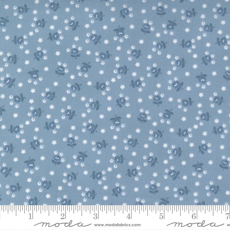 Nantucket Summer Fairground Small Floral Light Blue Camille Roskelley Moda Cotton Fabric MD-55266-24