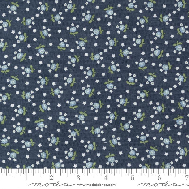 Nantucket Summer Fairground Small Floral Navy Camille Roskelley Moda Cotton Fabric MD-55266-13