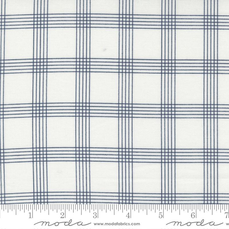 Nantucket Summer Plaid Checks Cream Navy Camille Roskelley Moda Cotton Fabric MD-55262-11