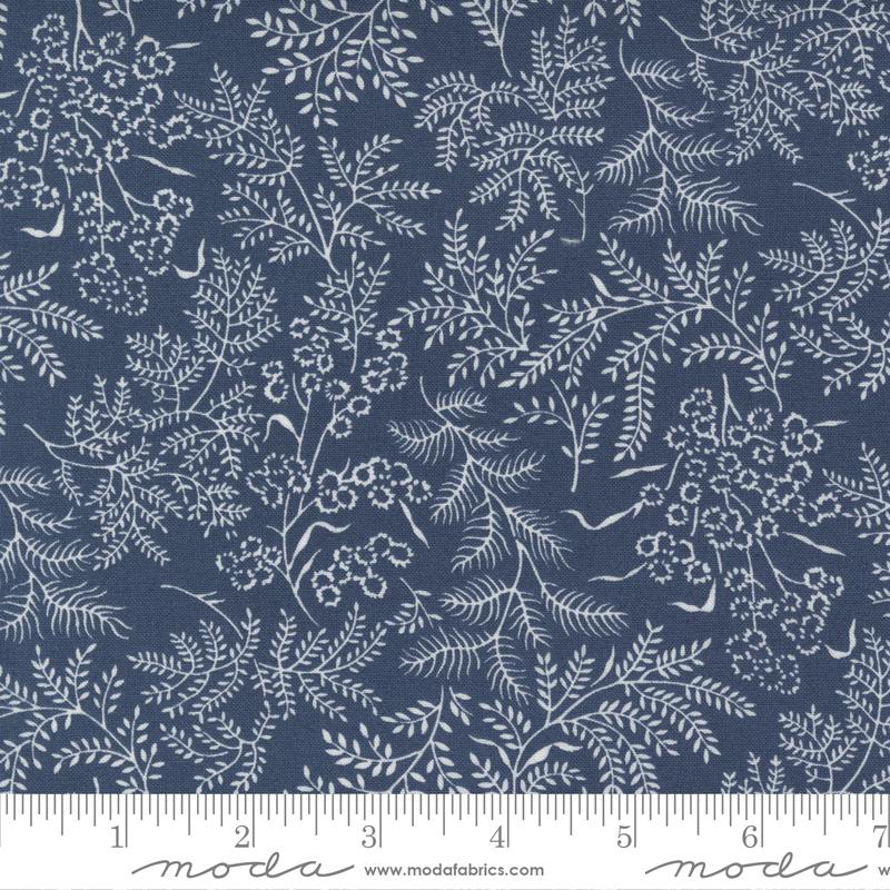 Nantucket Summer Floral and Leaves Navy Camille Roskelley Moda Cotton Fabric MD-55261-23