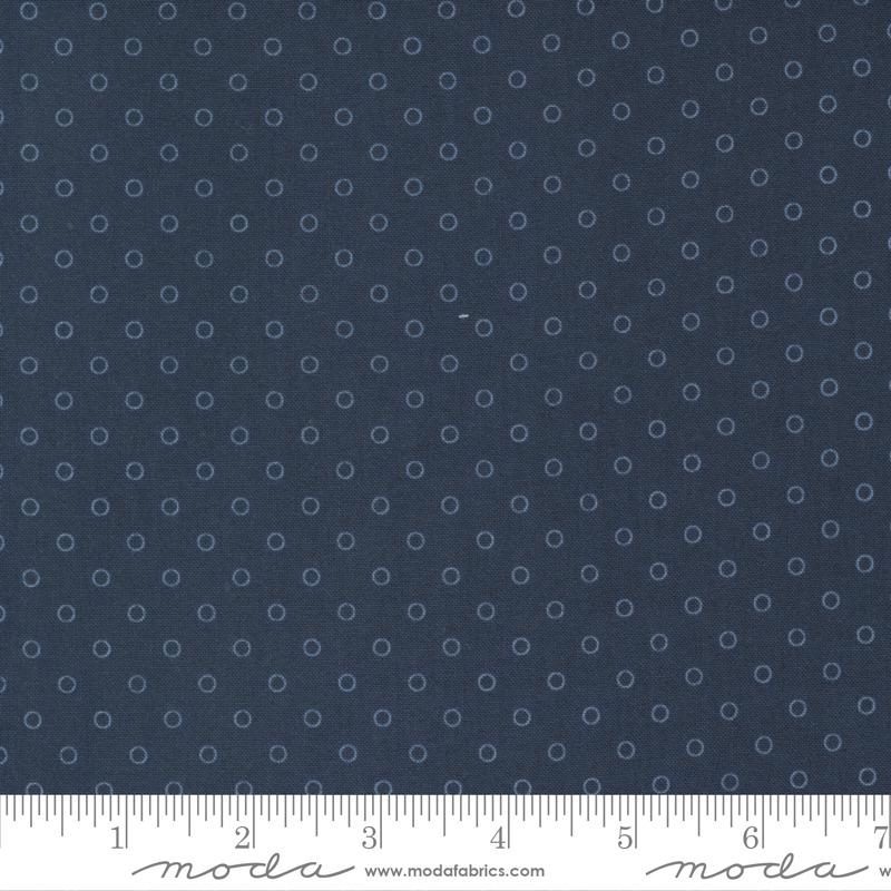 Nantucket Summer Smitten Dot Dots Navy Camille Roskelley Moda Cotton Fabric MD-55264-12