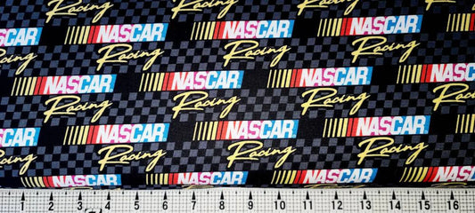 Nascar Retro Racing Logos Black Camelot Fabrics Cotton Fabric CF-39190107-03