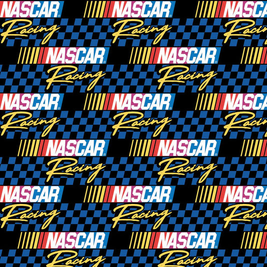 Nascar Retro Racing Logos Blue Camelot Fabrics Cotton Fabric CF-39190107-02