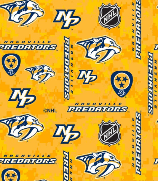 Nashville Predators NHL Hockey Allover design FLEECE Fabric NHL-1122 PRE