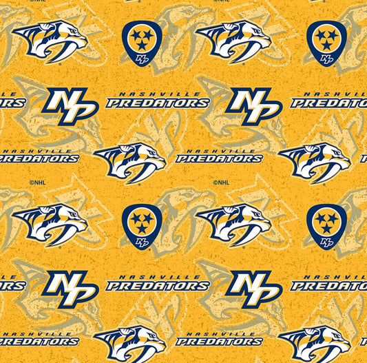 Nashville Predators NHL Hockey Tone on Tone design Cotton Fabric NHL-1199 PRE