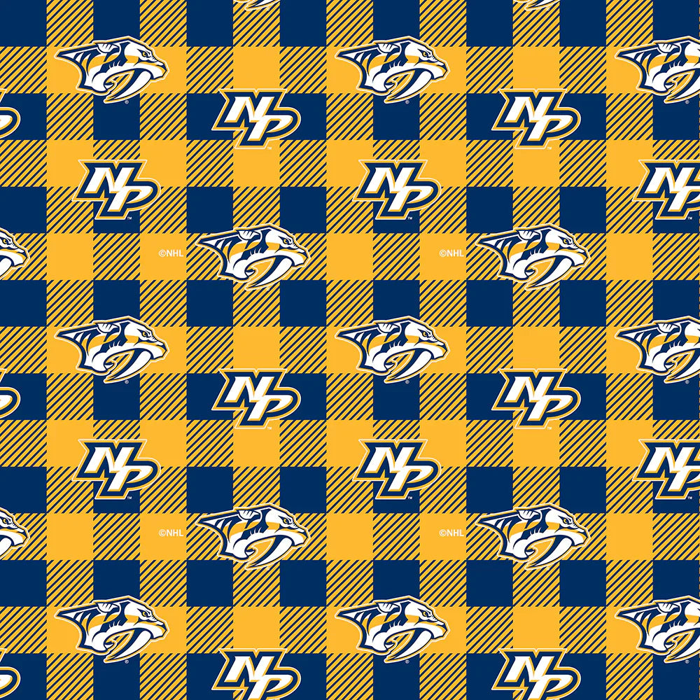 Nashville Predators NHL Hockey Buffalo Plaid Sykel Enterprises Polyester FLEECE Fabric NHL-1190-PRE