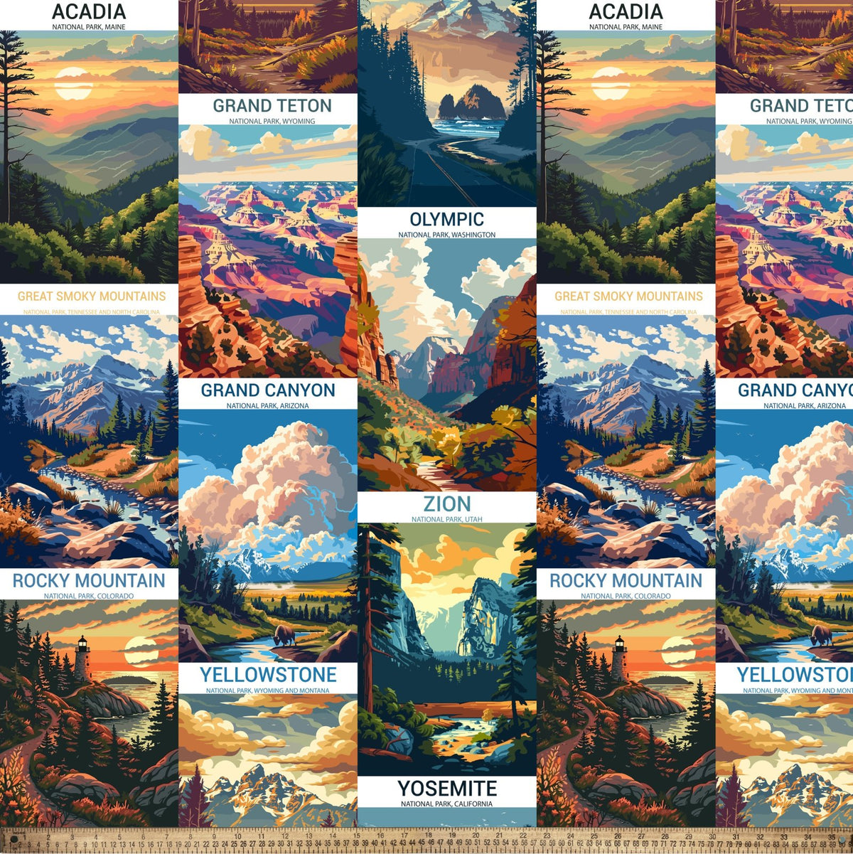 National Parks Names Allover David Textiles Cotton Fabric DT-DX-7883-5C-1