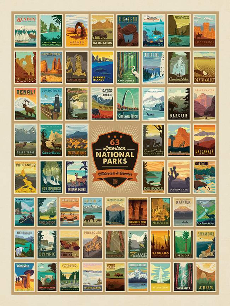 National Parks Wilderness Wonders Animals Nature Panel 54"x72" Beige Anderson Design Riley Blake Designs Cotton Fabric RB-P9770-WILDERNESS